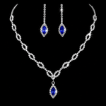 Blue Diamond Bridal Necklace & Earrings Set