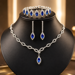 Blue Diamond Bridal Necklace & Earrings Set