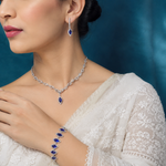 Blue Diamond Bridal Necklace & Earrings Set
