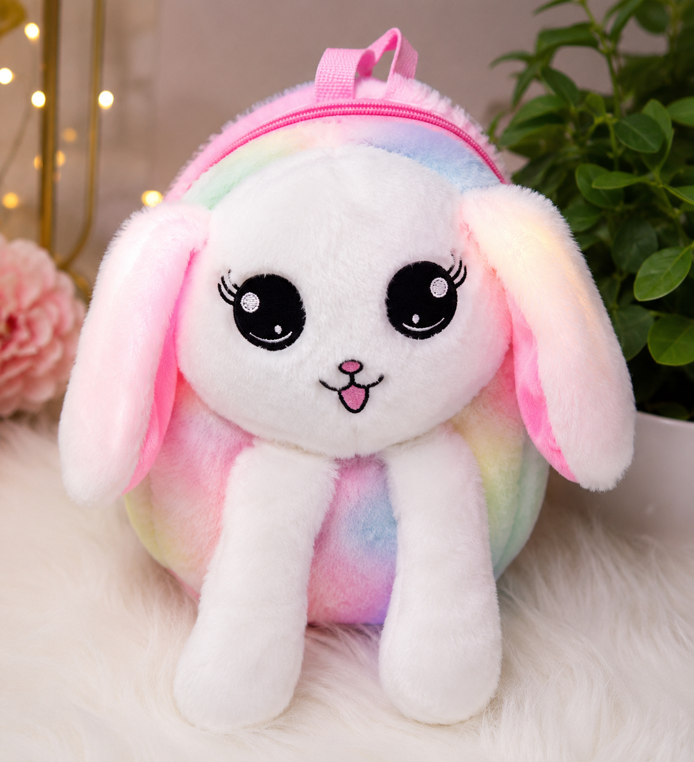 Multicolor Plush Girl's Backpack – Lightweight & Stylish