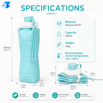 Foldable Silicone Water Bottle – 600ml Collapsible Travel Flask